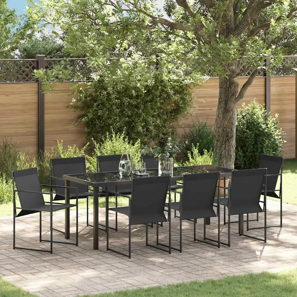 Set da Pranzo per Giardino 9 pcs Nero 3379344