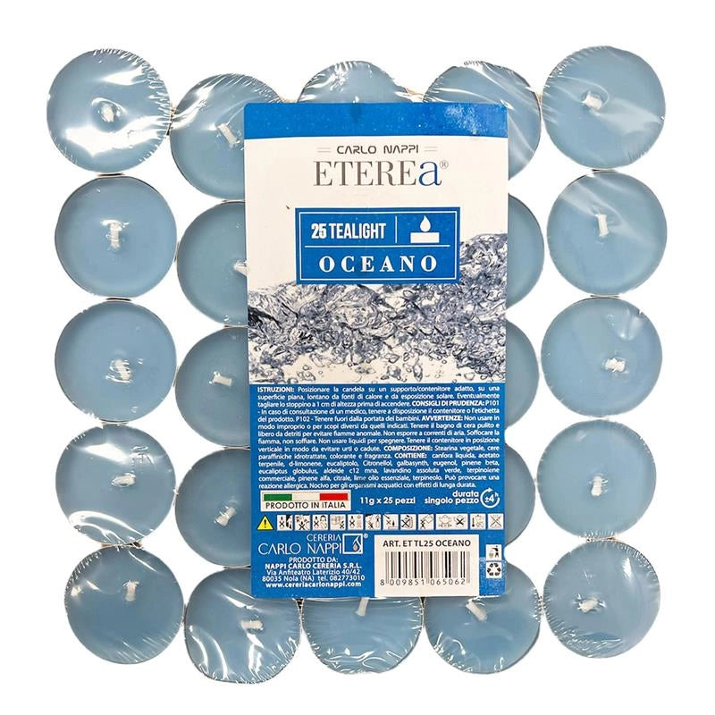 TEA LIGHT PROFUMATE ALL' OCEANO IN CONFEZIONE DA 50 PEZZI