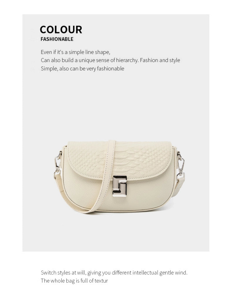 Borsa a tracolla da donna in vera pelle, grande capacit¨¤, piccola borsa quadrata, bianca