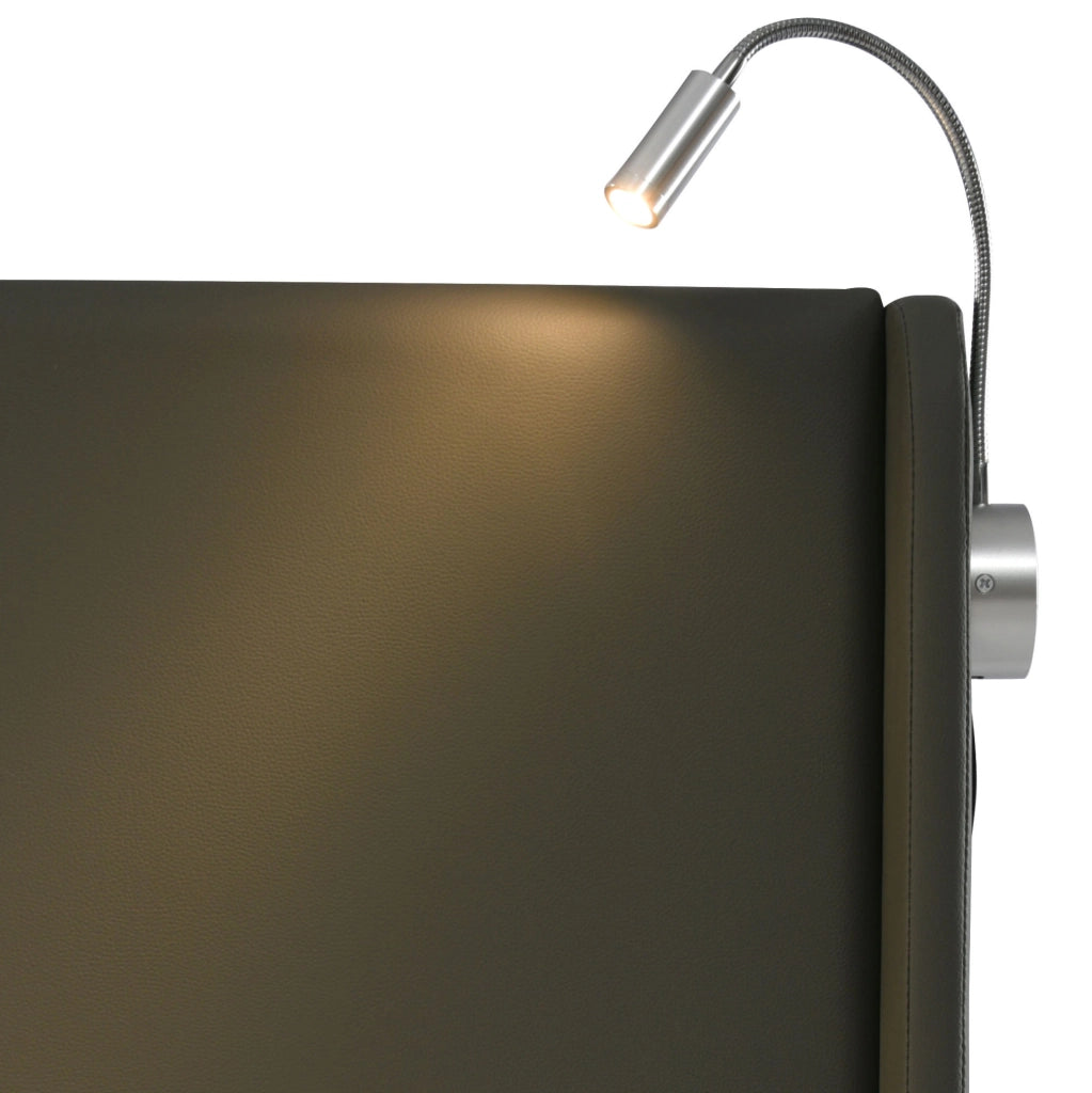 Letto matrimoniale imbottito con contenitore, luce di lettura e ricarica USB