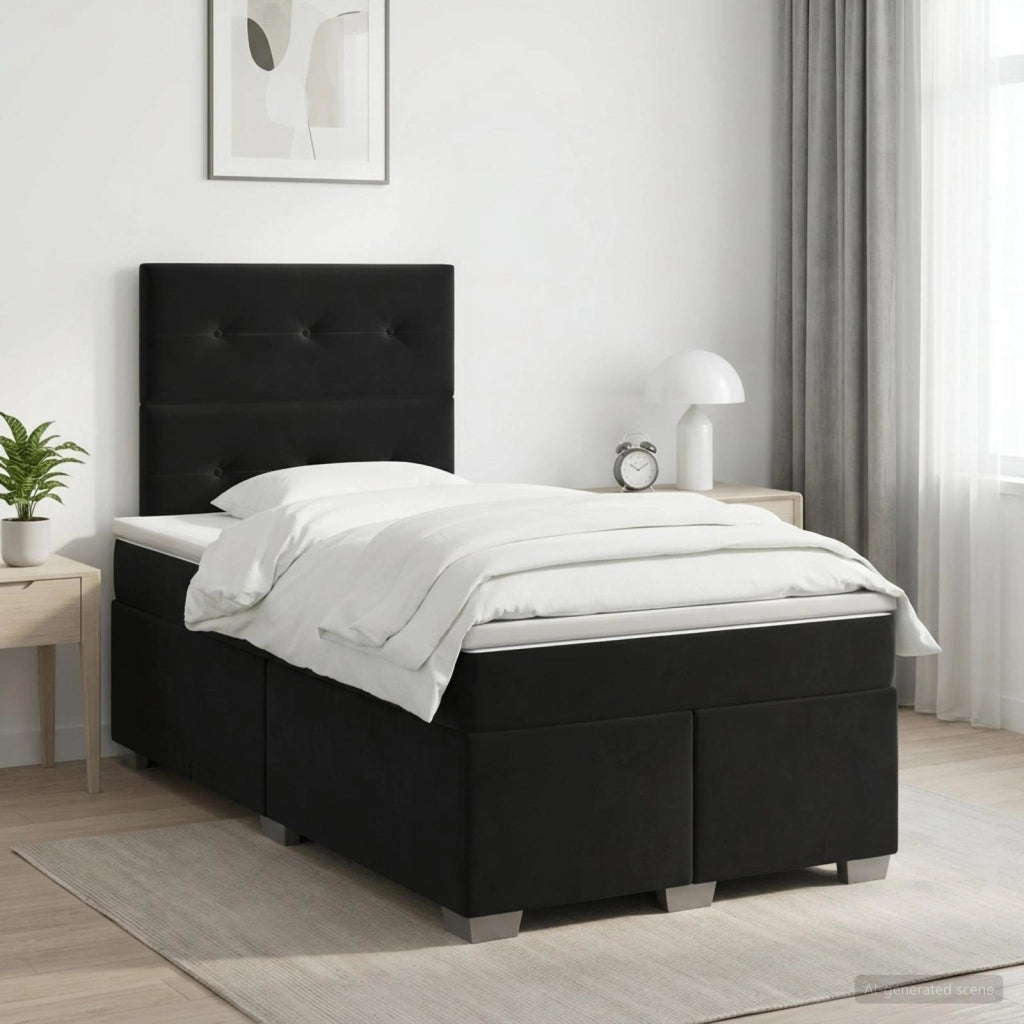 Letto box spring con materasso Nero 120 x 200 cm Velluto 3453622