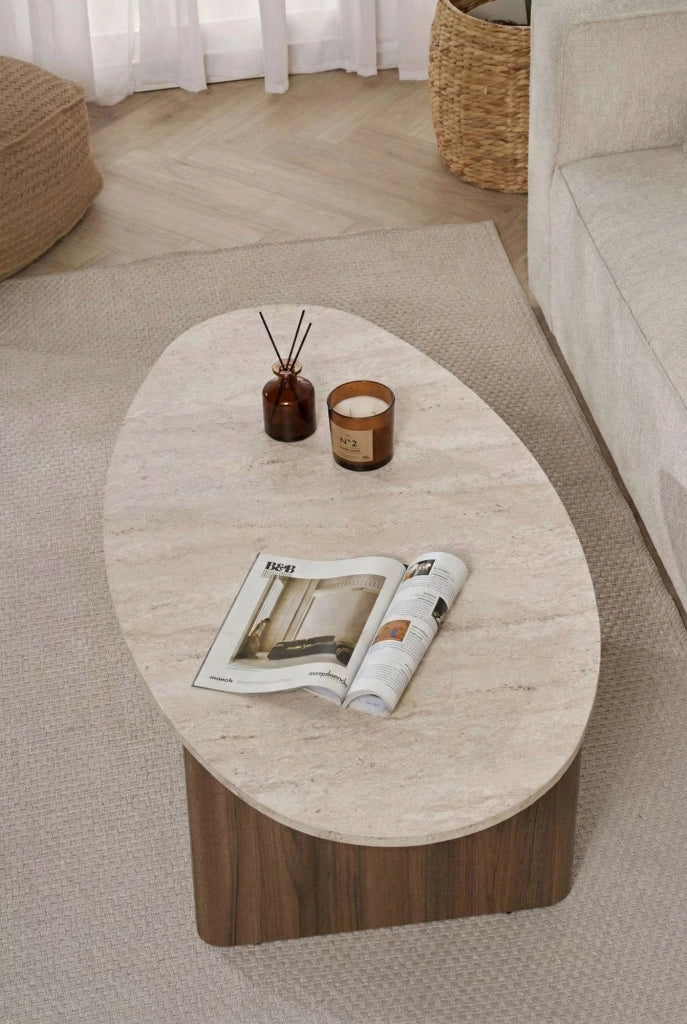 Tavolino in legno "Orba" - 120 x 65 x 40 cm - Travertino