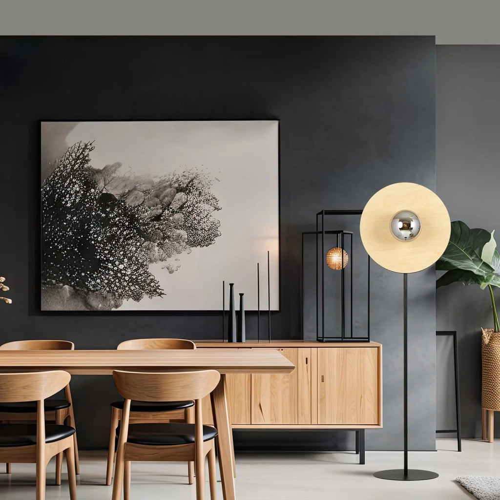 Piantana Moderno Brigid Acciaio Nero Marrone Grigio 1 Luce E14 Ip20