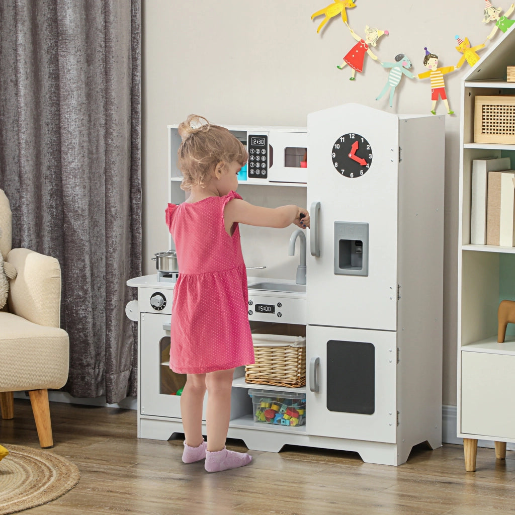 Cucina Giocattolo in Legno per Bambini con Accessori Bianco ¨C zephmum ¨C 80x40x100