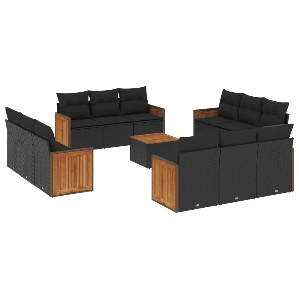 Set Divani da Giardino 13pz con Cuscini Nero in Polyrattancod mxl 114205