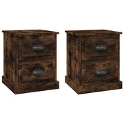 Set di 2 Comodini | Armadio da Notte | Mobiletto da notte Rovere Fumo 39x39x47,5 cm in Legno Multistrato