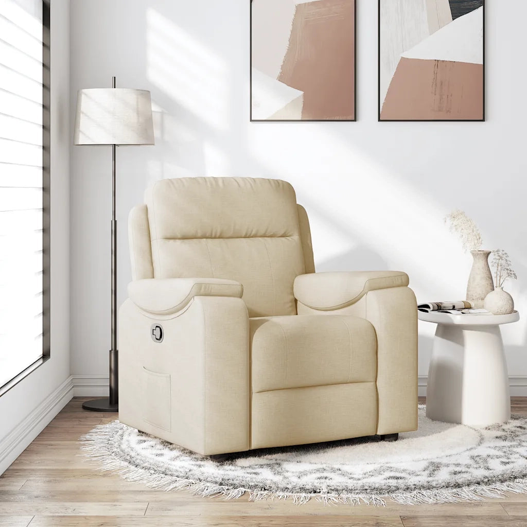 Poltrona | Sedia Relax Reclinabile in Tessuto Crema