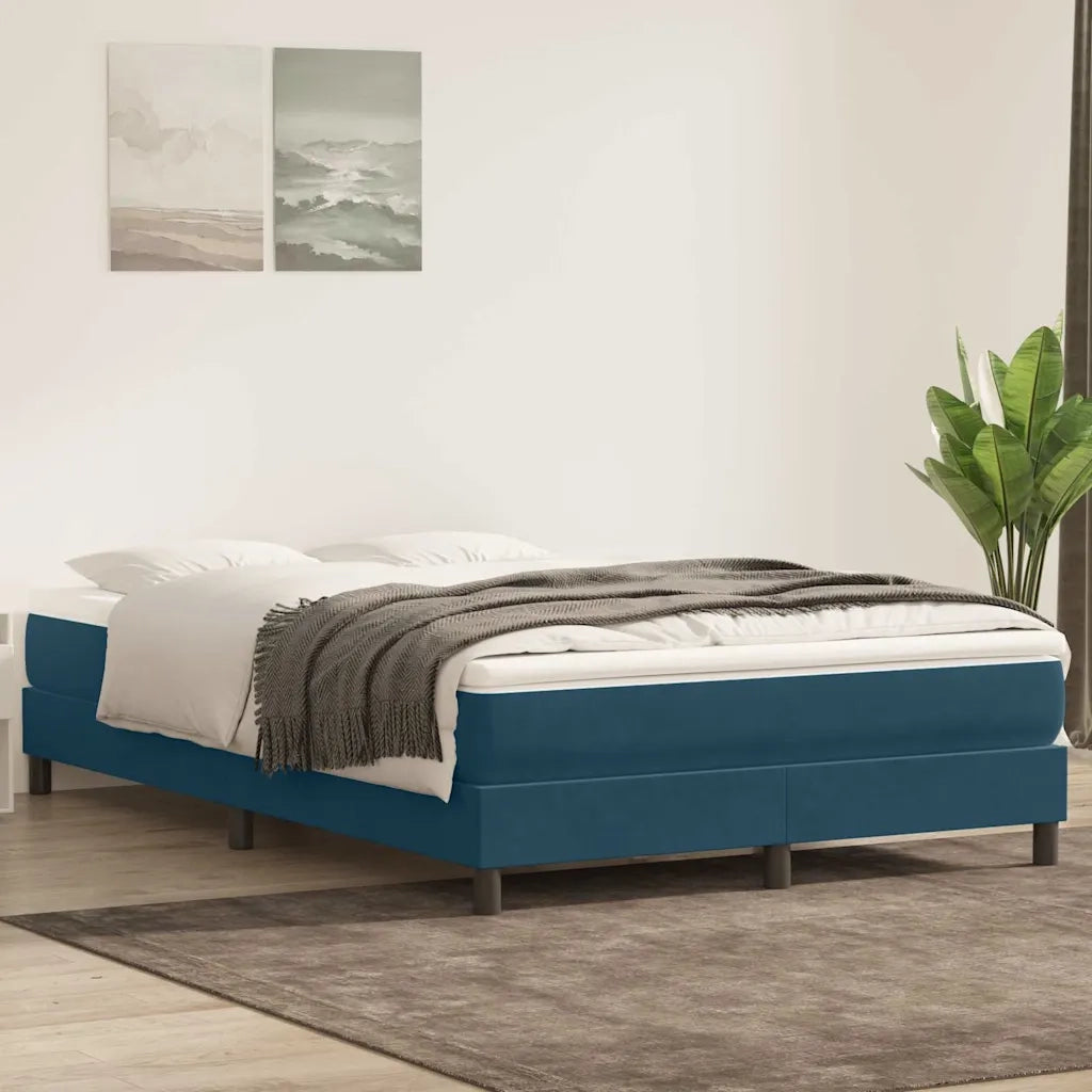 Letto a Molle senza Materasso Blu Scuro 140x220 cm Velluto