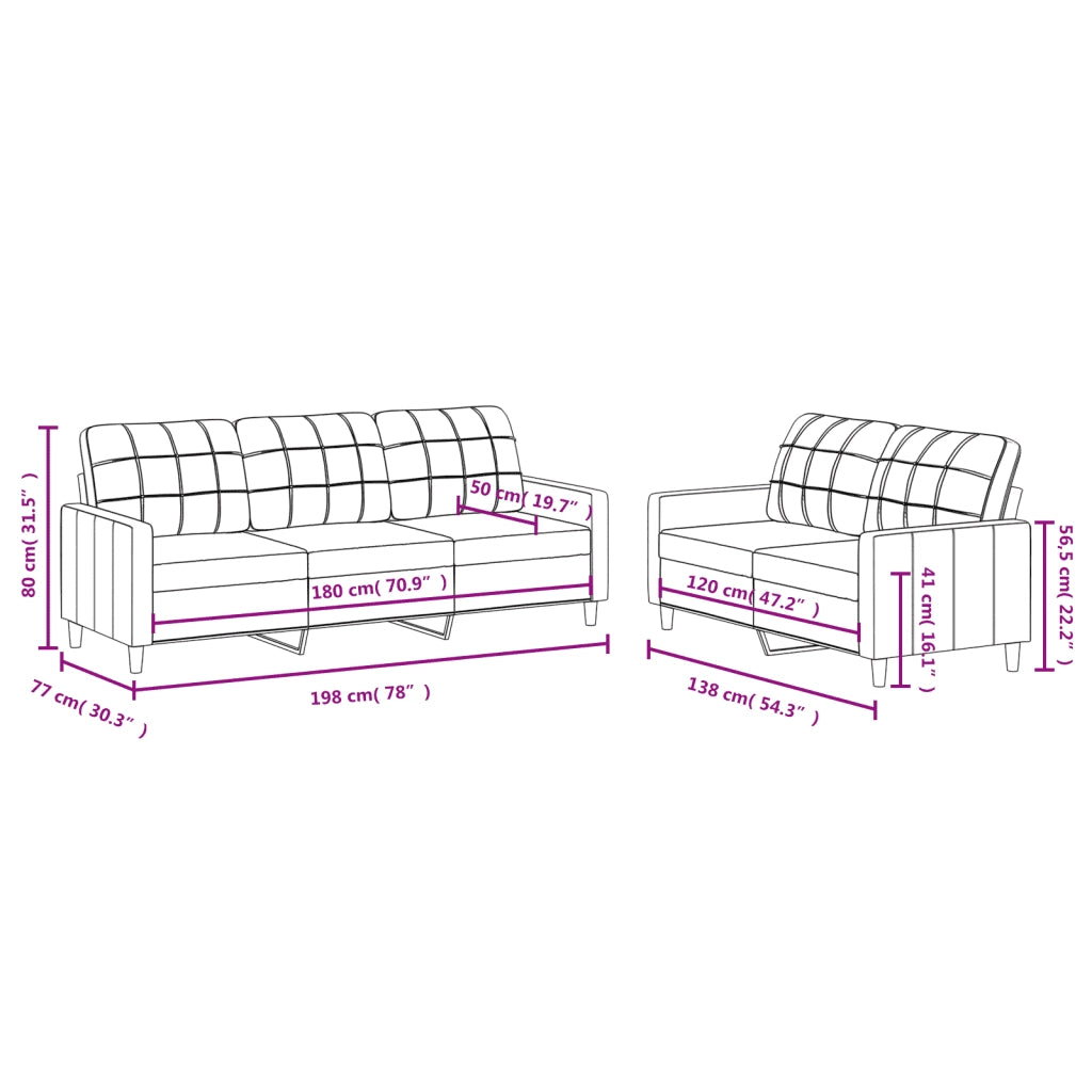 Set di Divani 2 pz con Cuscini Marrone in Tessuto 3201309