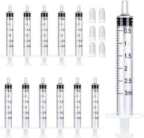 Set di pennelli da iniezione 20 pezzi - 3 ml siringhe - Plastica - Sterile - Coperchio - Scala precisa - Siringa per liquidi