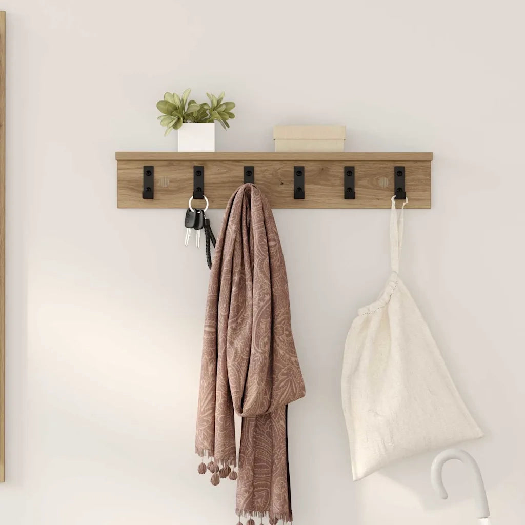 Appendiabiti a muro Rovere artigianale 60 x 10,5 x 10,5 cm 874362