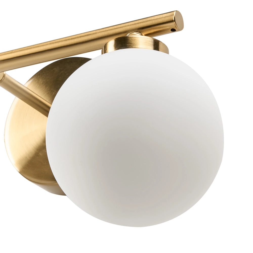 Lampada da parete 2 luci Ottone Bianco Vetro Ferro Globo Paralume Illuminazione Bagno Soggiorno Moderno