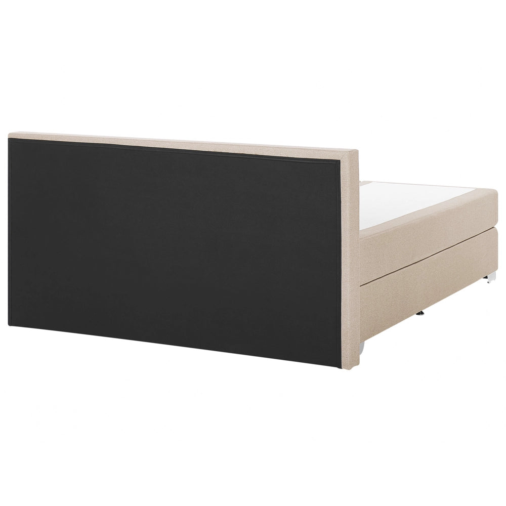 Letto Boxspring in Tessuto Beige con Materasso a Molle insacchettate 160 x 200 cm