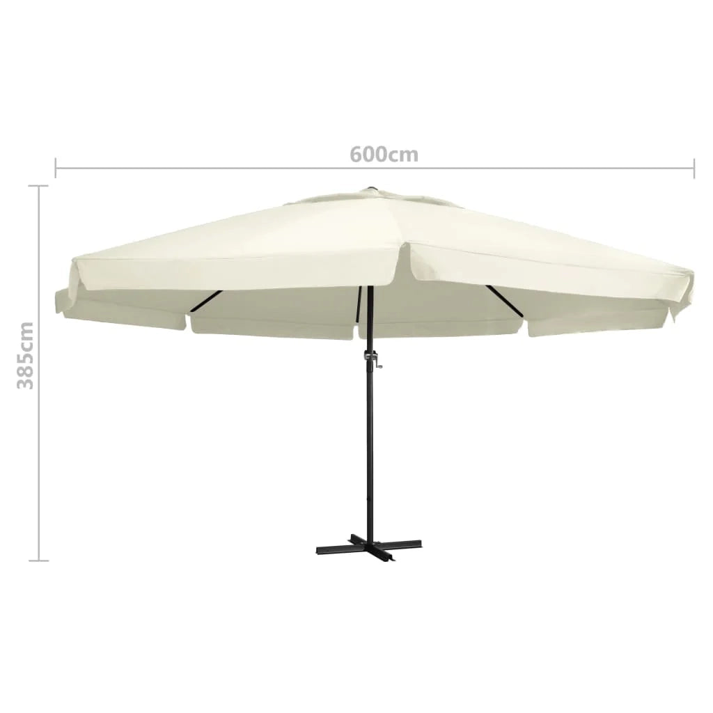 Ombrellone da esterno con palo in alluminio 600 cm bianco sabbia 02_0008236