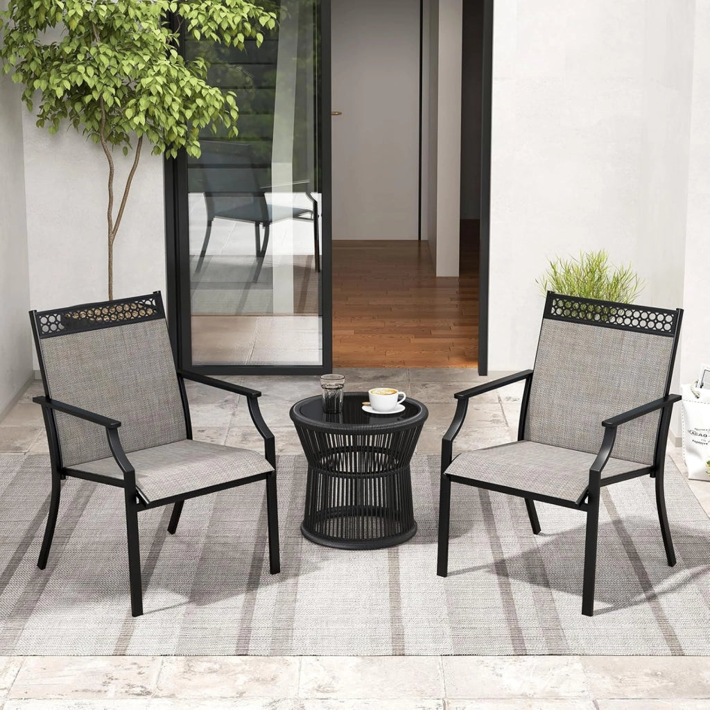 Set di 2 sedie da giardino, terrazze con braccioli, sedie da balcone in metallo con portata fino a 150 kg, sedie da pranzo per patio, terrazza (caffè)