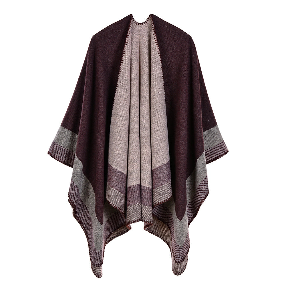 Nuovo scialle caldo geometrico con bordo jacquard