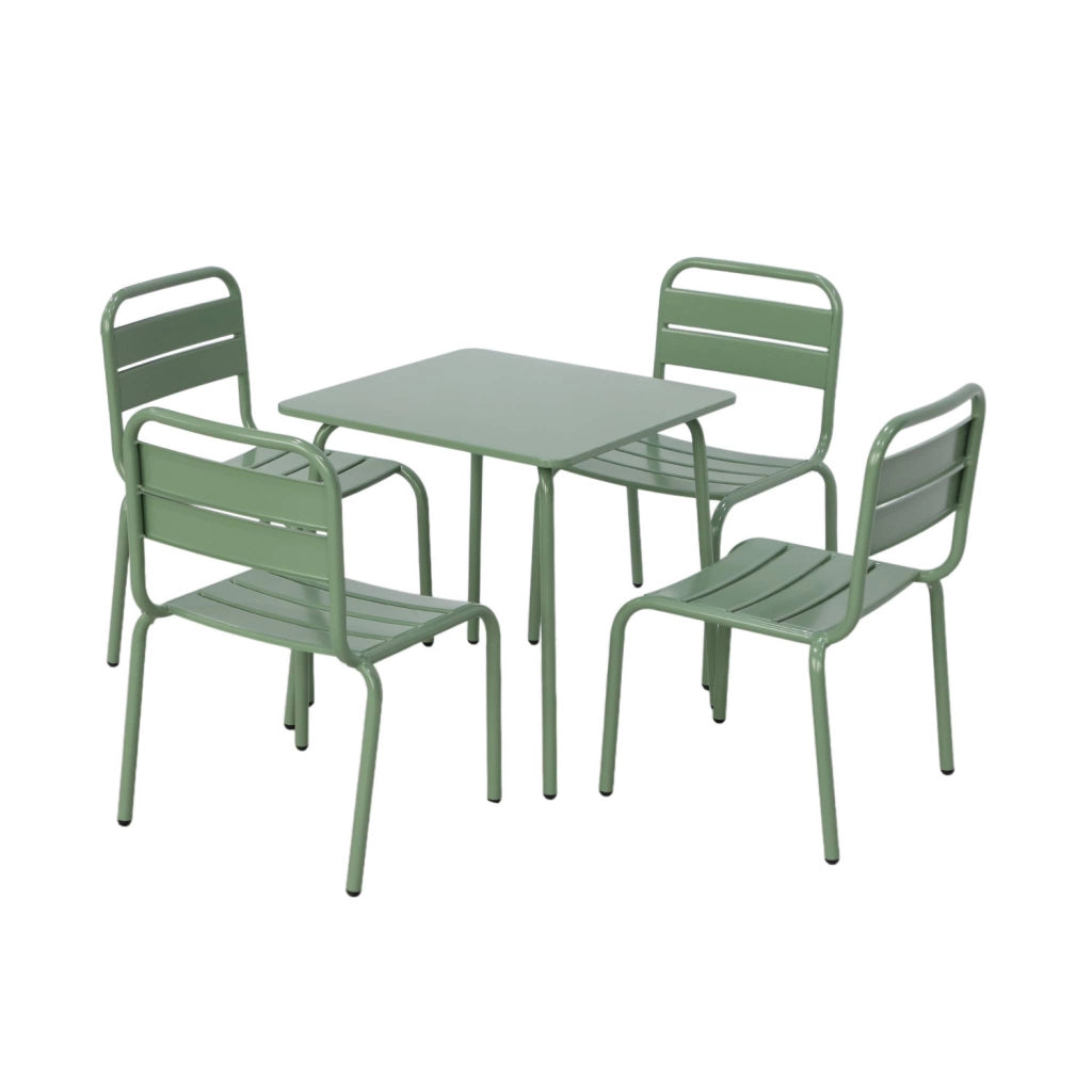 Set tavolo da giardino per bambini in metallo con 4 sedie, verde