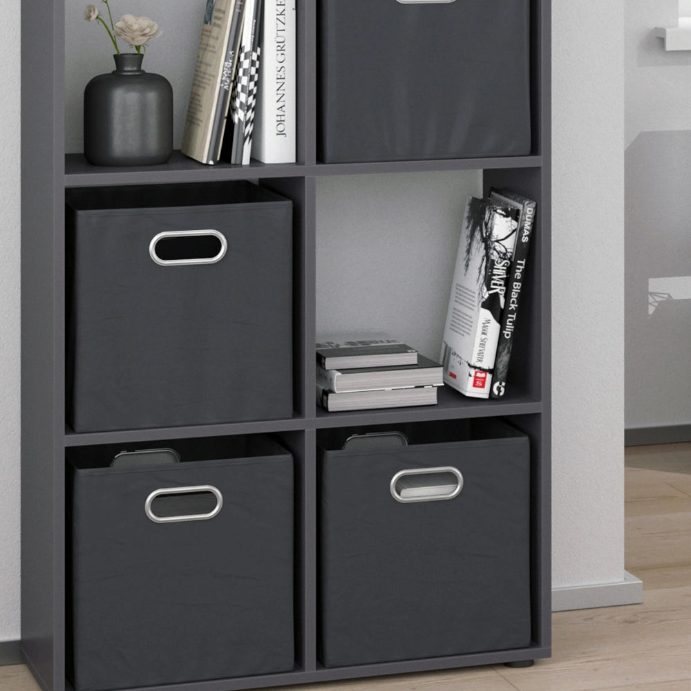 Vicco Scaffale Grigio 143 x 72 cm con 4 scatole pieghevoli