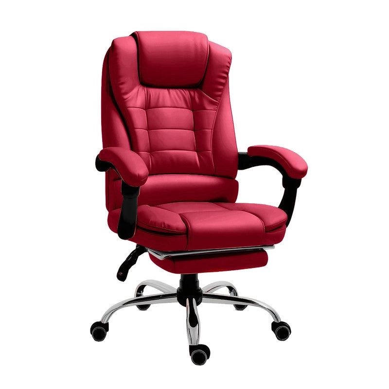 SEDIA DA UFFICIO ERGONOMICA RECLINABILE REGOLABILE IN ALTEZZA CON POGGIA PIEDI ROSSA
