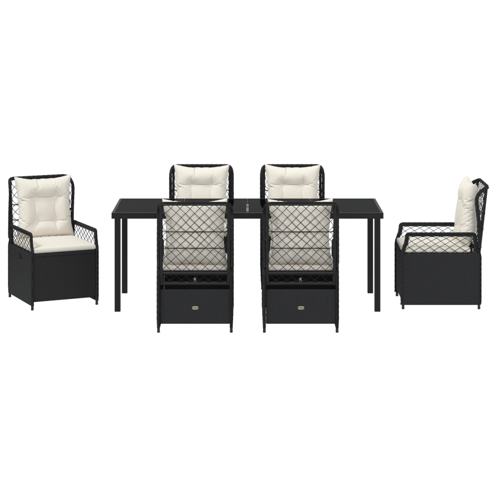 Set di Mobili da Giardino 7 Pezzi Nero Polyrattan