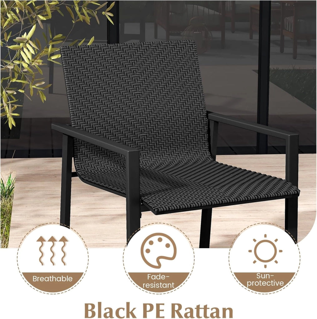 Set di mobili da giardino per esterni, set di mobili da giardino in polyrattan, 4 pezzi, mobili da terrazzo, set da 4 persone, tavolo da 2 sedie, per balcone, set da balcone, resistente alle