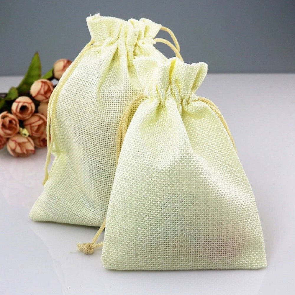 Trade Shop - 25 Veli Sacchetti Di Juta Avorio Per Bomboniere Confetti Compleanni Matrimonio -