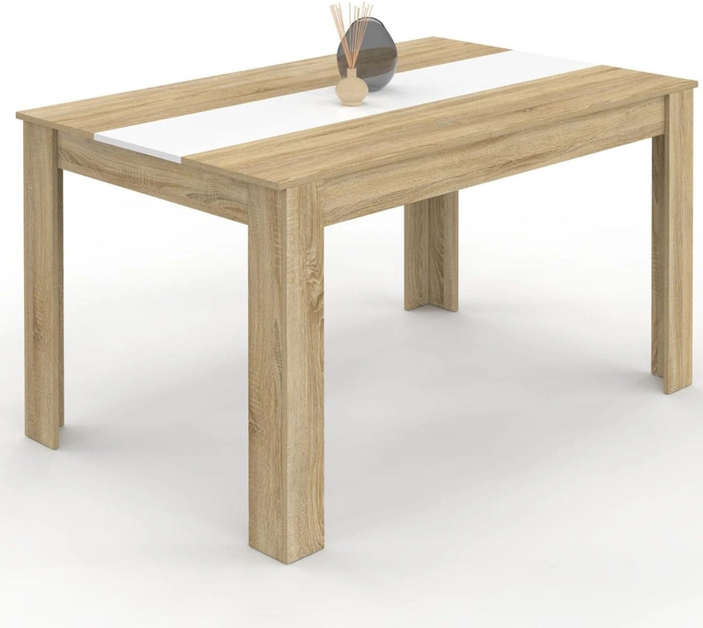 Tavolo da pranzo rettangolare GEORGIA a 6 posti in simil-faggio e bianco 140 x 80 cm
