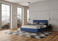 Letto Matrimoniale 160x190 cm Senza Rete Senza Testata Imbottito in Similpelle Adele Blu