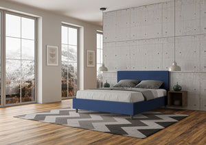 Letto Matrimoniale 160x190 cm Senza Rete Senza Testata Imbottito in Similpelle Adele Blu