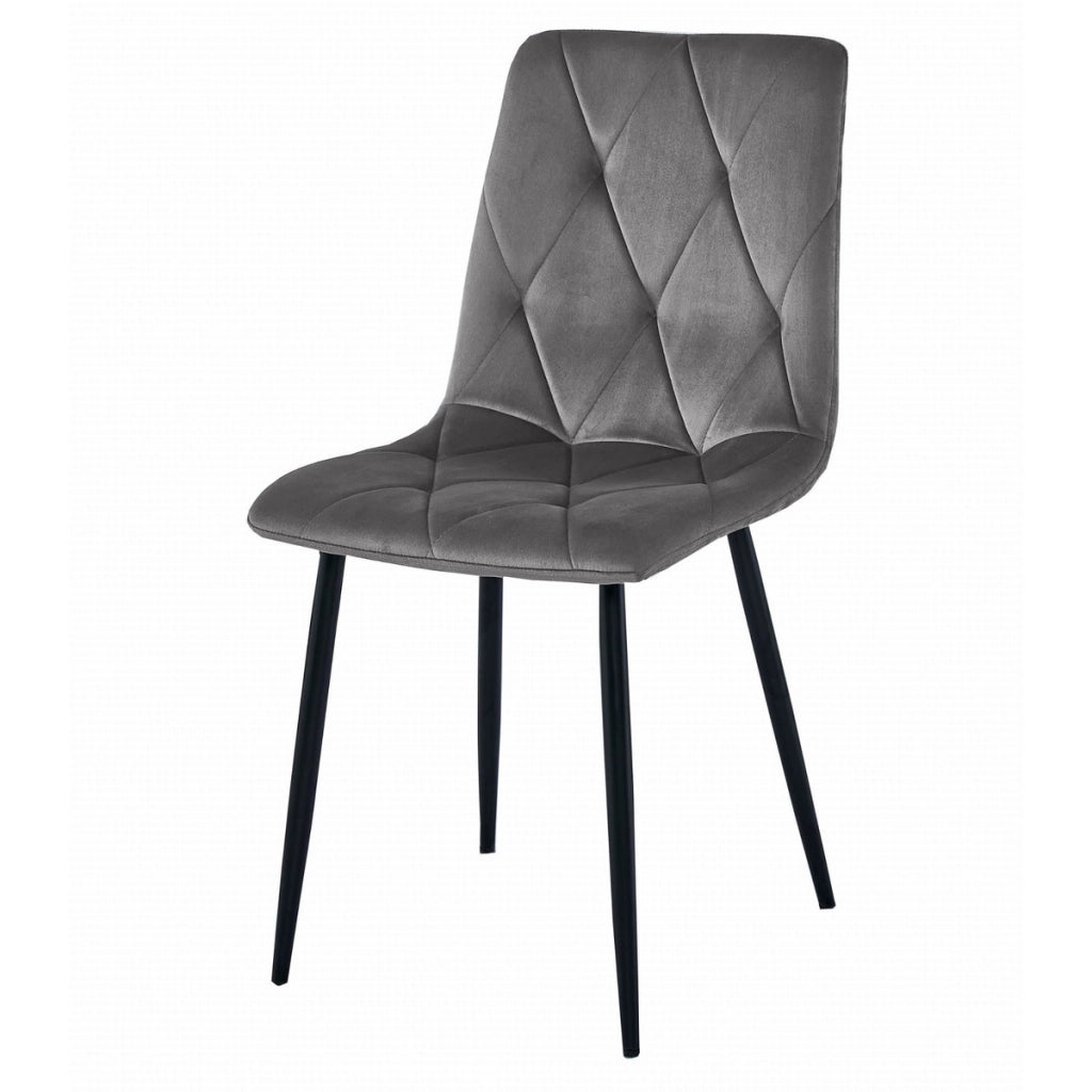 Set Sala da Pranzo Libra con Tavolo Craft e 4 Sedie in Velluto Grigio