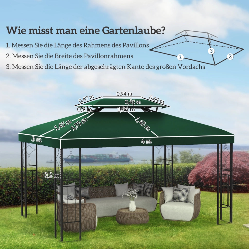 Copertura per gazebo 3x4 m ¨C zephmum ¨C verde poliestere impermeabile