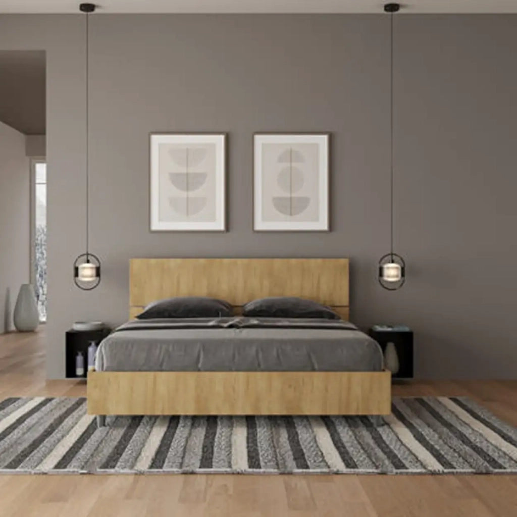Letto matrimoniale contenitore doppia alzata 160x200 testata inclinata quercia Demas