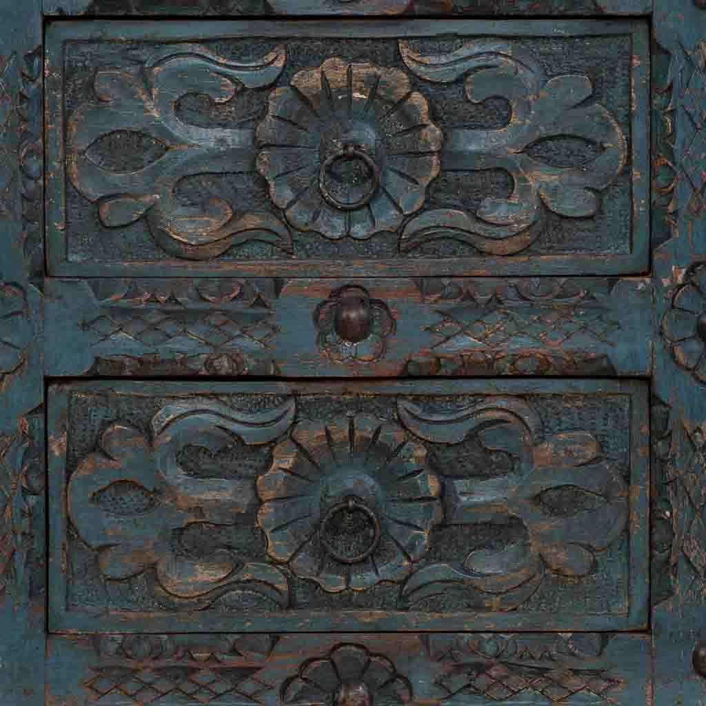 Mobile da ingresso artigianale in legno blu 50x40x60h cm