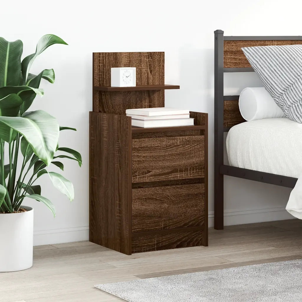 Comodino con 2 Cassetti Rovere Marrone 38x34x80 cm 861367
