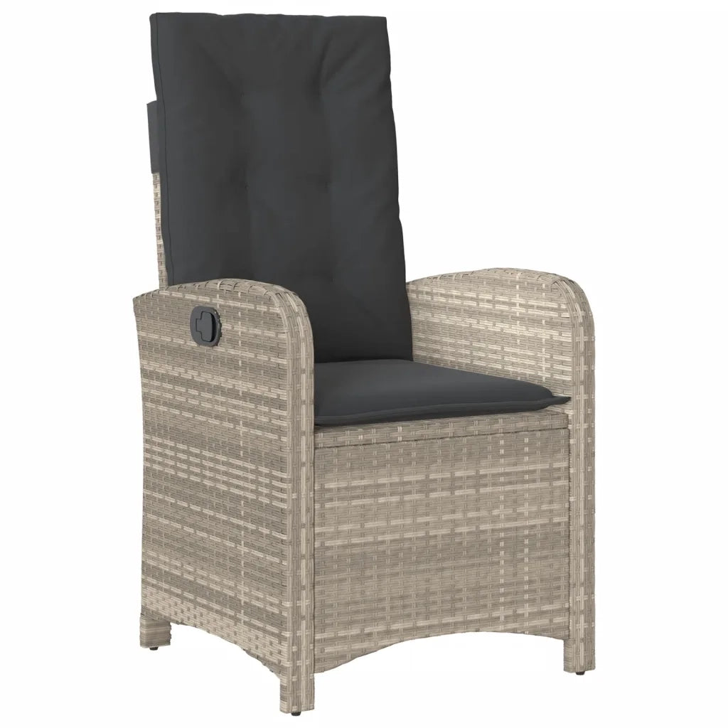 Set da Pranzo da Giardino 7 pz Cuscini Polyrattan Grigio Chiaro