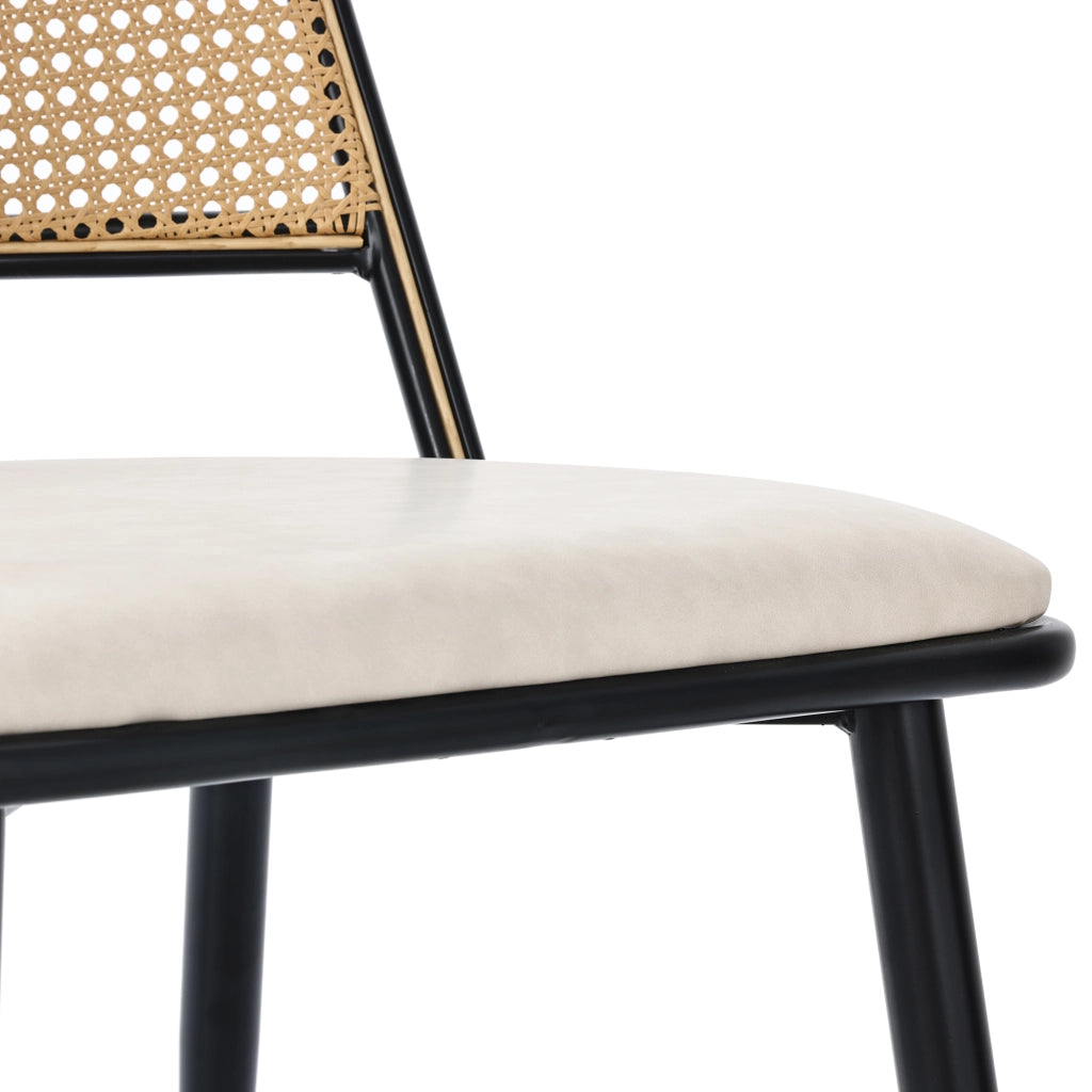 Sedie da sala da pranzo in rattan con seduta in PU leggere e traspiranti per soggiorno e cucina nere set 4
