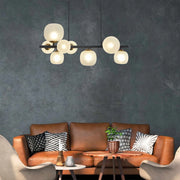 LÚZETE - LAMPADA DA SOFFITTO 8 LUCI IN FERRO NERO TULIPA BIANCA NICOLETTA