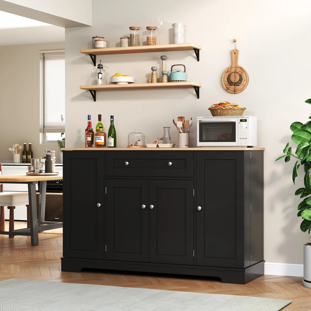 Credenza nera 138 cm con cassetto e ante