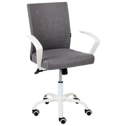 Sedia da ufficio in tessuto grigio scuro con gambe in ferro, altezza e schienale regolabili girevole per ufficio domestico