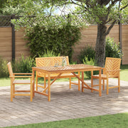 Set pranzo giardino in legno massello di acacia 4 pezzi