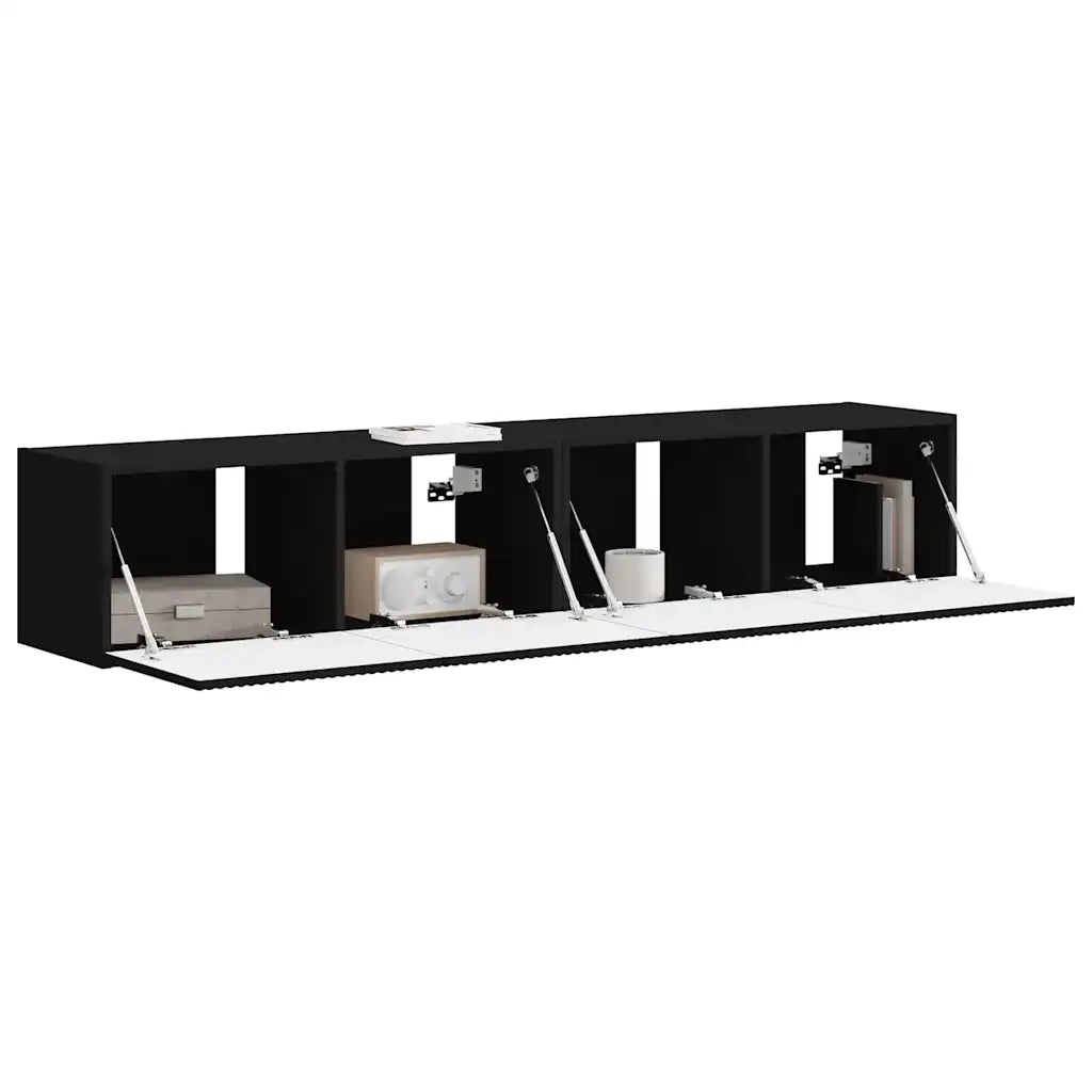 Mobile TV da parete 2 pz | Armadietto TV | Mobile Porta TV Nero 78,5 x 31 x 29,5 cm