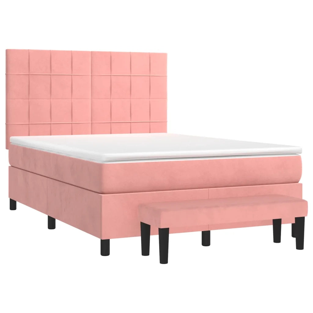 Giroletto a Molle con Materasso Rosa 140x190 cm in Vellutocod mxl 123196
