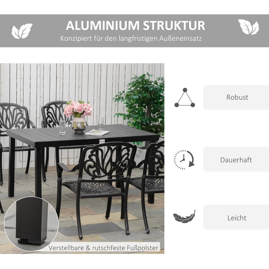 Tavolo da pranzo per 6 persone ¨C zephmum ¨C nero, alluminio e plastica, 140x90x74 cm