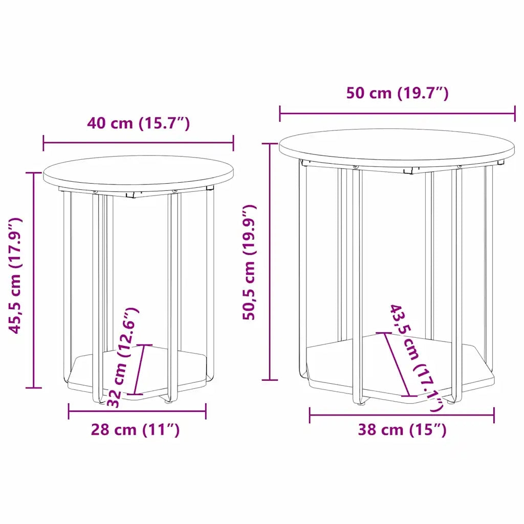 Set tavolini con lo scaffale 2 pcs Marrone 869719