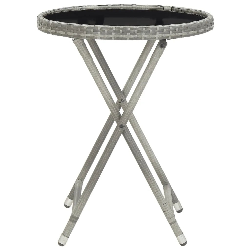 Set Bistrot da Giardino 5pz Polyrattan e Vetro Temperato Grigio  cod mxl 71400
