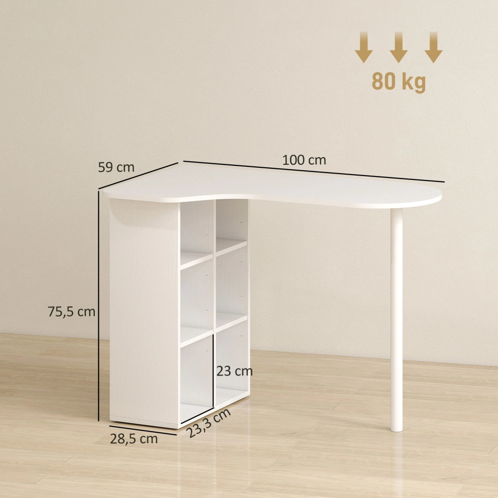 Scrivania con 6 cassetti e 4 ripiani regolabili ¨C Zephmum ¨C Bianco 100x59 cm