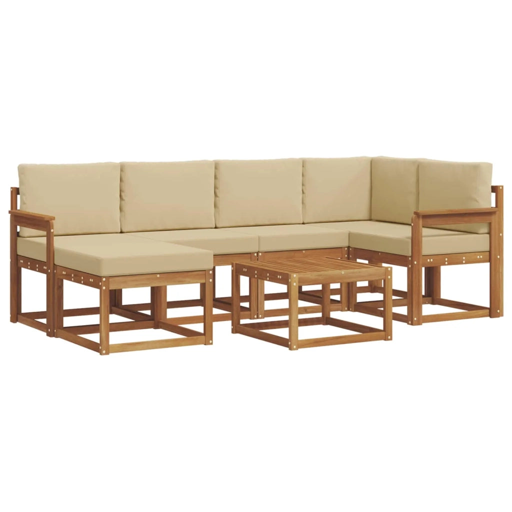 Set di divani da esterno con cuscino 7 pcs Naturale e Beige 3366666