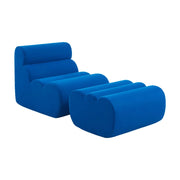 Poltrona in tessuto con poggiapiedi, blu elettrico