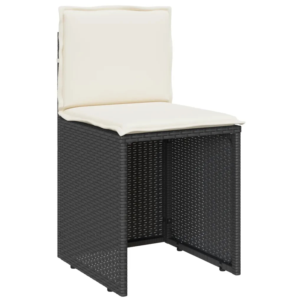 Set da BistrÃ² 3 pz con Cuscini Nero in Polyrattan
