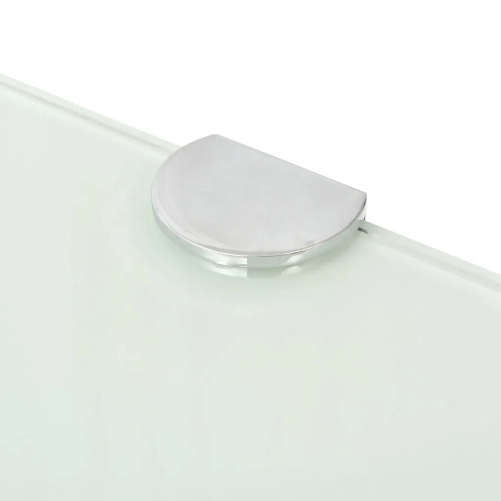 2 pz Mensola | Scaffali Angolari Supporti Cromati e Vetro Bianco 25x25 cm